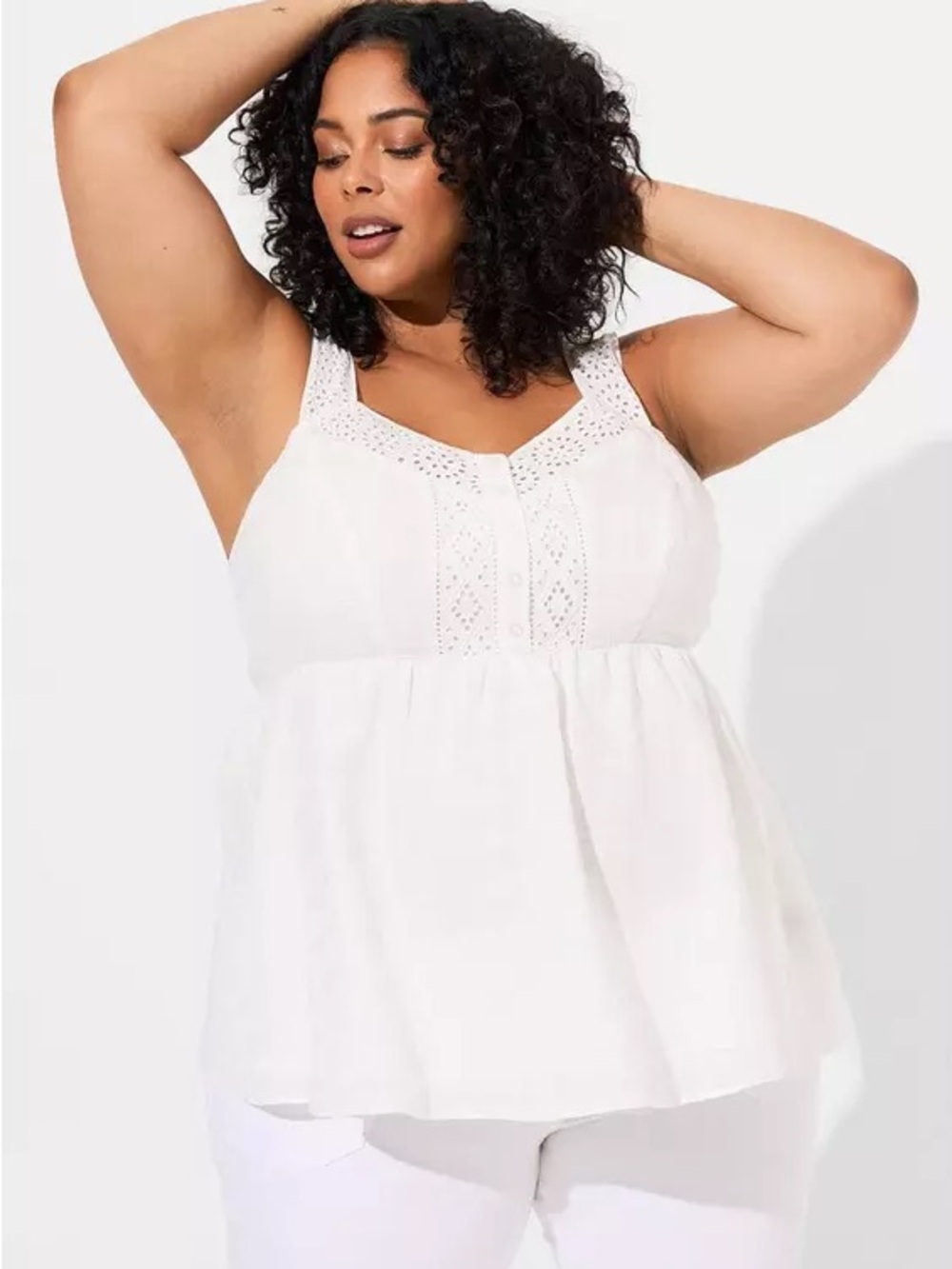 Torrid White Eyelet Babydoll Tank Top – Women’s Size 1